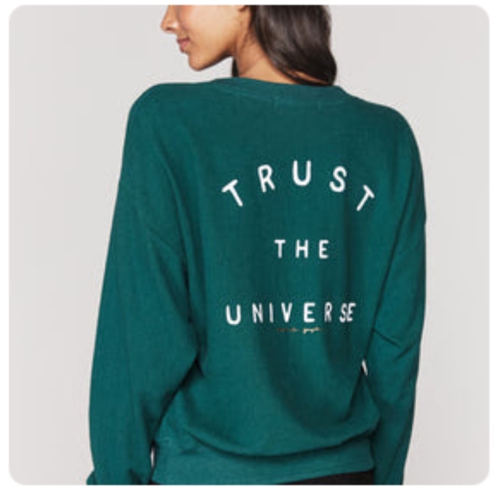 Spiritual Gangster Trust The Universe Malibu Hacci Pullover Teal